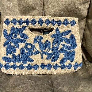 Marshall’s Blue and White Beaded floral clutch